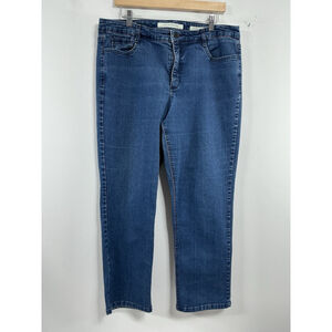 Womans Excellent Condition Jones NY Blue Jeans 16 Short Straight Rhine Stones